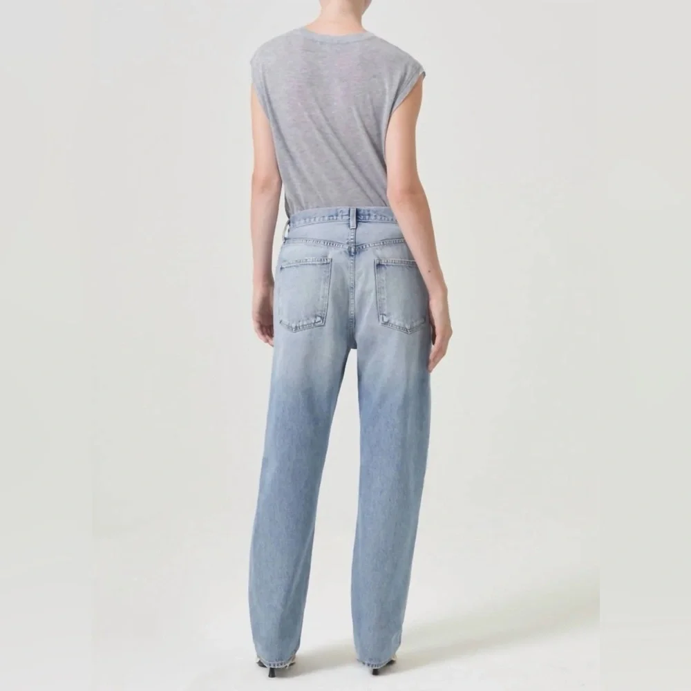 Agolde 90’s Mid Rise Distressed Straight Leg Jeans Size 28 $268 - Picture 2 of 7